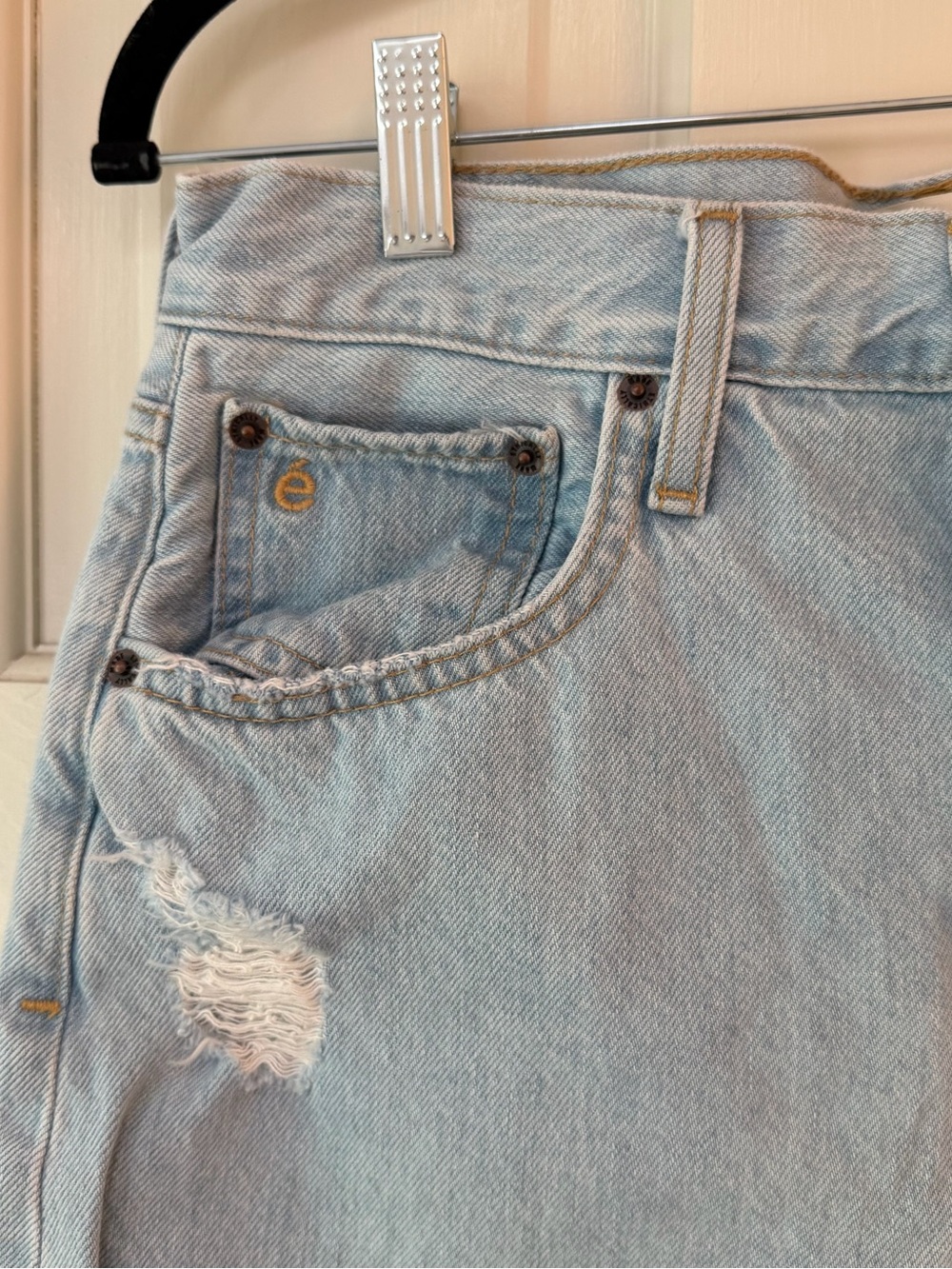 Etica Light Blue Distressed Jean Shorts - Picture 2 of 5